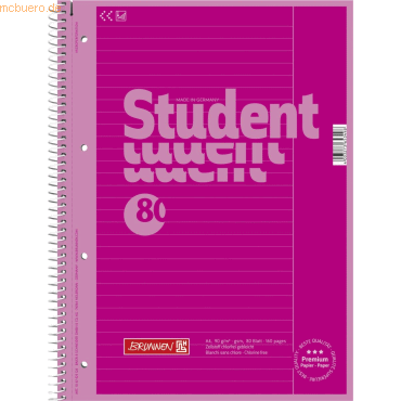 4003273653498 - 5 x Kollegblock Student Colour Code A4 90g qm 80 Blatt pink Li 4003273653498 - 5 x Kollegblock Student Colour Code A4 90g qm 80 Blatt pink Li