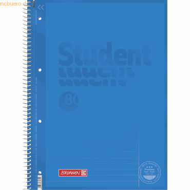 4003273679351 - 5 x Collegeblock Student A4 90g qm 80 Blatt Lineatur 25 azur 4003273679351 - 5 x Collegeblock Student A4 90g qm 80 Blatt Lineatur 25 azur