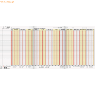 Brunnen Urlaubsplaner Jumbograph 64,7x29,7cm 1 Seite = 12 Monate lepor