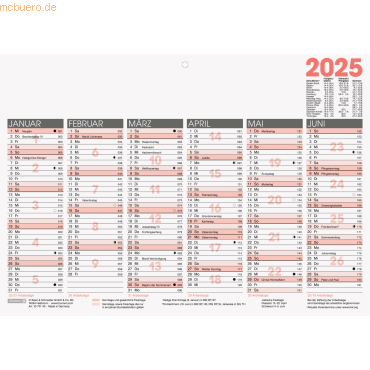 4061947125870 - 25 x Tafelkalender A4quer 2025