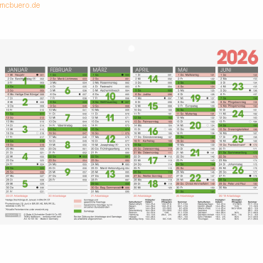 4061947141955 - 25 x Tafelkalender A5quer 2026 4061947141955 - 25 x Tafelkalender A5quer 2026