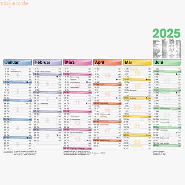 Brunnen Tafelkalender A4quer Dataline 2025