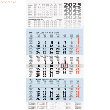 4061947126075 - 3 x 3-Monatskalender Wandkalender 30x56cm einteilig 2025