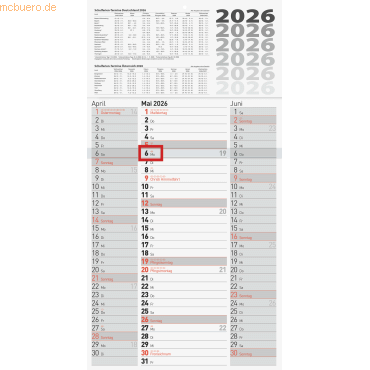 4061947142235 - 3 x Dreimonatskalender 702 Hochformat 30x56cm 3 Monate Seite 2