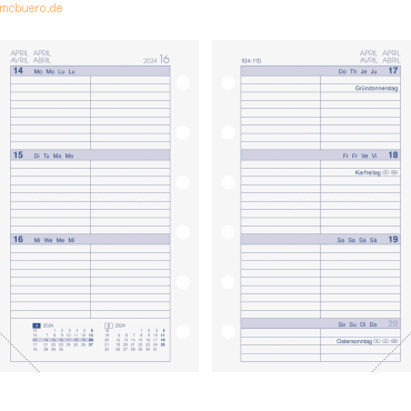 4061947105193 - 3 x Wochenkalendarium 2024 1 Woche 2 Seiten 76x127 cm
