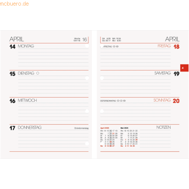 4061947126945 - Kalendereinlage 731 für Ringbuch-Kalender 10x14cm 1 Woche 2 Se