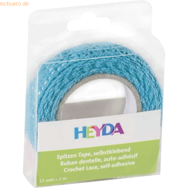 6 x Heyda Spitzentape 15mmx2m Baumwolle blau