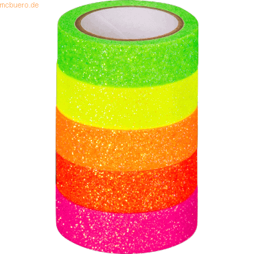 4005329145902 - DekoTape Papier Neon-Regenbogen 12mmx2m VE=5 Stück sortiert neon