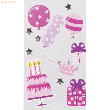 4005329099694 - 6 x Sticker-Etikett Party Girl 7 Stück bunt