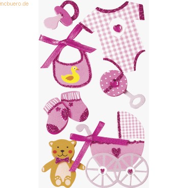 4005329101441 - 6 x Sticker-Etikett Baby Girl 1 9 Stück bunt