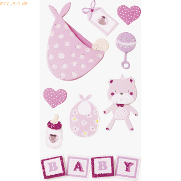 4005329101489 - 6 x Sticker-Etikett Baby Girl 2 8 Stück bunt