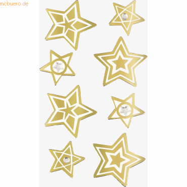 4005329102271 - 6 x Sticker-Etikett Goldsterne 8 Stück bunt 4005329102271 - 6 x Sticker-Etikett Goldsterne 8 Stück bunt