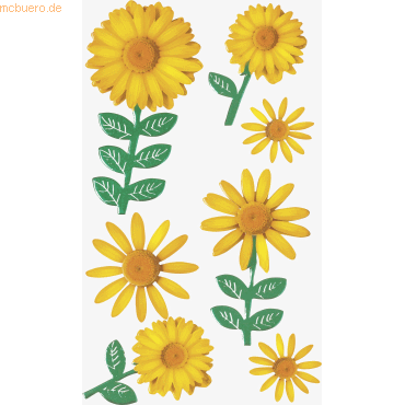 4005329118753 - 6 x Sticker-Etikett Blumen gelb 6 Stück 4-farbig