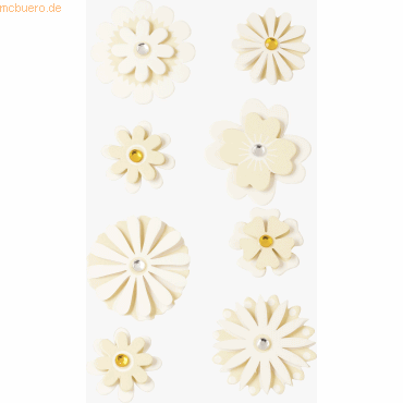 4005329124150 - 6 x Sticker-Etikett Blumen weiß 8 Stück 4-farbig 4005329124150 - 6 x Sticker-Etikett Blumen weiß 8 Stück 4-farbig