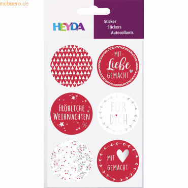 4005329144417 - 6 x Sticker Weihnachten rund rot