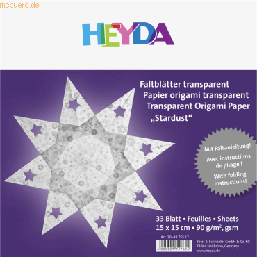 4005329117824 - 5 x Faltblatt Papier 15x15cm silber transparent VE=33 Blatt