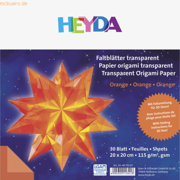 4005329113413 - 5 x Falblätter Papier 20x20cm orange transparent VE=30 Blatt 4005329113413 - 5 x Falblätter Papier 20x20cm orange transparent VE=30 Blatt