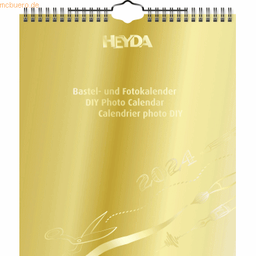 4005329155994 - 5 x Bastelkalender 2024 215x24cm goldfarben schwarz