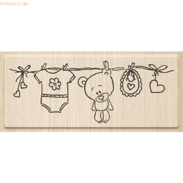 4011643846128 - Holzstempel Baby-Wäscheleine 10 x 38 cm 4011643846128 - Holzstempel Baby-Wäscheleine 10 x 38 cm