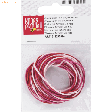 4011643654600 - 6 x Wachskordelmix 1mmx17m VE=3 Stück hellrosa rosa ro 4011643654600 - 6 x Wachskordelmix 1mmx17m VE=3 Stück hellrosa rosa ro
