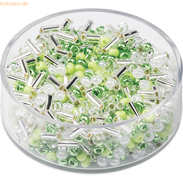 4011643972322 - 6 x Rocailles 25mm grün weiß gemischt VE=17g 4011643972322 - 6 x Rocailles 25mm grün weiß gemischt VE=17g