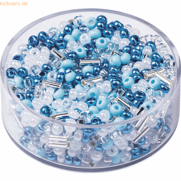 4011643972209 - 6 x Rocailles 25mm türkis weiß gemischt VE=17g 4011643972209 - 6 x Rocailles 25mm türkis weiß gemischt VE=17g