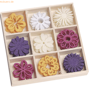 4011643828278 - Filzbox Ornament Fantasie Blumen VE=45 Teile