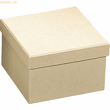 4011643782471 - 5 x Pappbox mit Deckel quadratisch 15x15x10cm natur