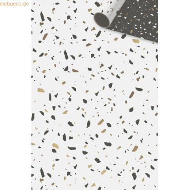 7630021189243 - 6 x Geschenkpapierrolle 07x15m Terrazzo gold