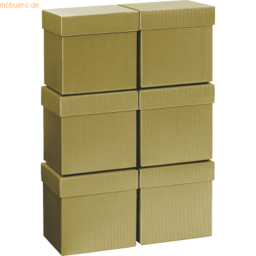 7630021188536 - 6 x Geschenkbox 10x10x10cm Cube One Colour gold