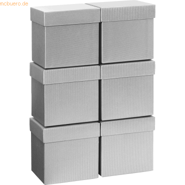 7630021188529 - 6 x Geschenkbox 10x10x10cm Cube One Colour silber