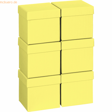 7630021188376 - 6 x Geschenkbox 10x10x10cm Cube One Colour gelb