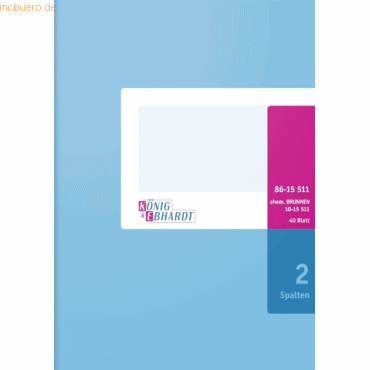 K+E Geschäftsbuch A5 40 Blatt 2 Spalten Karton hellblau
