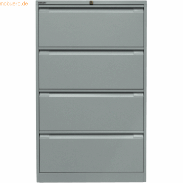 Bisley Hängeregistraturschrank 4 Schübe 2-bahnig silber