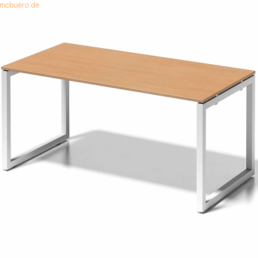 5020073993585 - Cito Schreibtisch 740 mm höhenfixes O-Gestell H 19 x B 1600 x T 800 mm Dekor buche Gestell verkehrsweiß