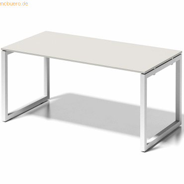 5020073993578 - Cito Schreibtisch Rechteckig Hellgrau O-Fuß-Gestell 1600 (B) x 800 (T) x 740 (H) mm MFC (Melaminbeschichtete Spanplatte) Stahl