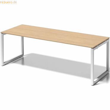 5020073998597 - Cito Schreibtisch 740 mm höhenfixes O-Gestell H 19 x B 2200 x T 800 mm Dekor ahorn Gestell verkehrsweiß