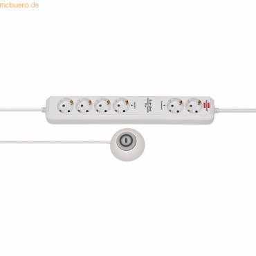 4007123636297 - Brennenstuhl - Eco-Line Comfort Switch Plus Steckdosenleiste 6-fach 2 permanente 4 schaltbare Steckdosen beleuchteter Fußschalter weiß - weiß