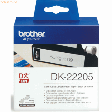 Brother DK-Endlos-Etiketten 62mm x 30,48m weiß Papier