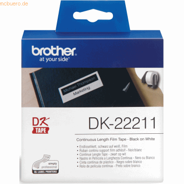 Brother DK-Endlos-Etiketten 29mm x 15,24m weiß Folie