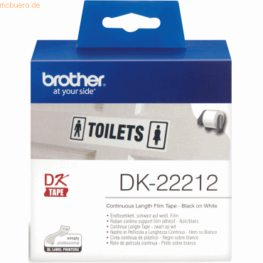 Brother DK-Endlos-Etiketten 62mm x 15,24m Folie weiß