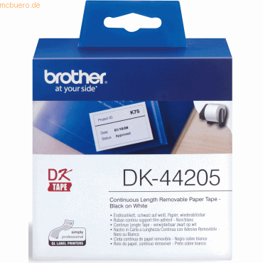 Brother DK-Endlosetiketten 62mm x 30,48m Papier weiß ablösbar