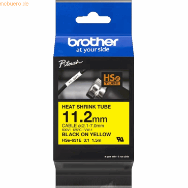 Brother Schrumpfschlauchkassette HSE-631E 11,2mm schwarz/gelb