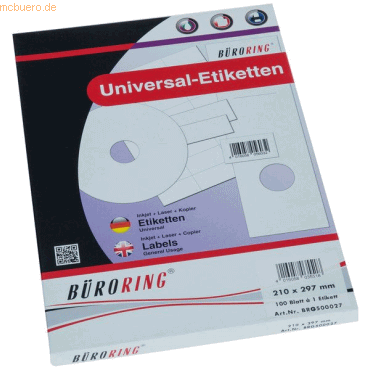 4016058035518 - Universal-Etiketten Papier weiß selbstklebend 210x297mm 100 B