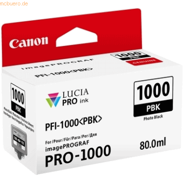 Canon Tintenpatrone Canon PFI-1000PBK Photo schwarz