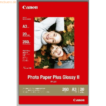 Canon Fotopapier PP201 PLUS II A3 260g/qm hochglänzend VE=20 Blatt