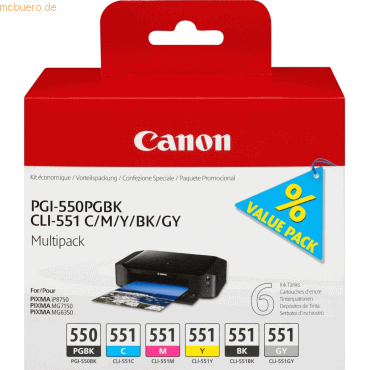 Canon Tintenpatronen Canon PGI-550/CLI-551 MultiPGK /BK/C/M/Y/GY