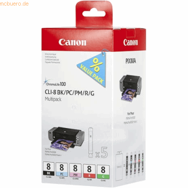 Canon Tintenpatrone Canon CLI8 BK/C/M/R/G VE=5 Stück