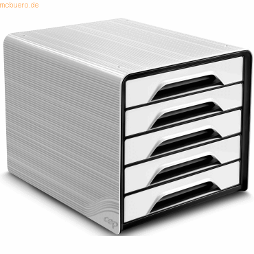 CEP Schubladenbox 5 Fächer 7-111 weiß/schwarz