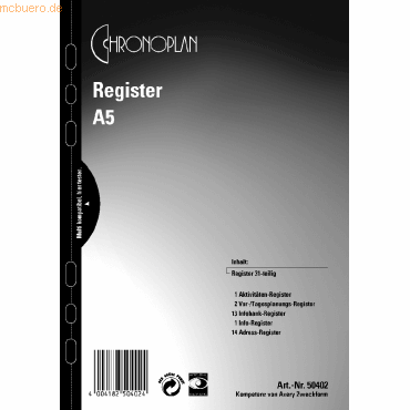 Chronoplan Register A5 31-teilg blau/silber